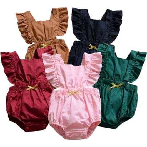 INS Fashion Summer Pure Girl Baby Bodysuit Soft Cotton Flying Sleeve Jumpsuit cute Imported Baby Clothes 1 Year Infant Costume