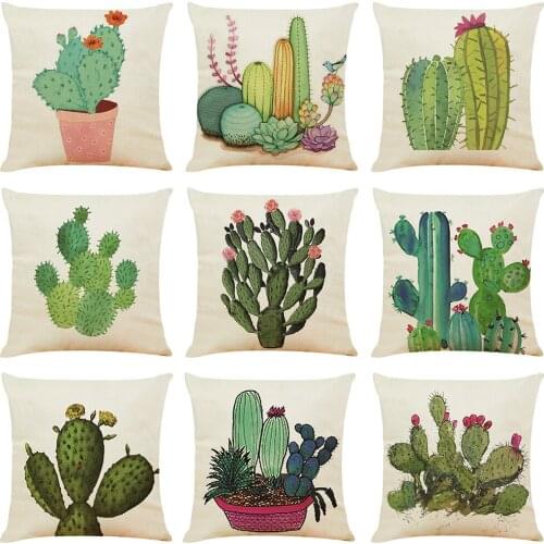 Personality Creative Cactus Potted Plant Pillowcase Car Sofa Cushion Linen Pillow Case 45x45cm Throw Pillows Cover
