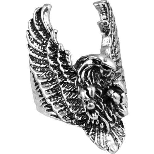 MANGOSKY LBS New Eagle Animal Wrap Ring in Antique Silver and Bronze color for Woman Trendy Retro Vintage Rings Women
