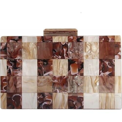 Ma'am Single Shoulder Span Package Brown Colourful Split Joint Second Gram Force Package Joker Wedding Dinner Hand Take Package