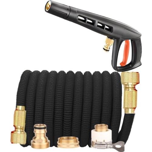 Multifunctional water hose garden hose | Retractable Magic Rubber Hose EU High Pressure Car Wash Hose and Metal Spray Gun