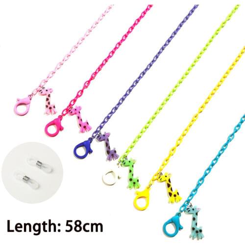 Fashion Childrens Glasses Chain Anti-lost Acrylic Mask Lanyard Holder Cartoon Giraffe Charm Sunglasses Chain Strap Jewelry Gift