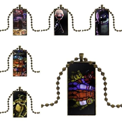 Fashion Glass Cabochon Pendant Rectangle Necklace Choker Necklace Jewelry For ValentineS Day Gift Funny Sfm Fnaf Animatronics