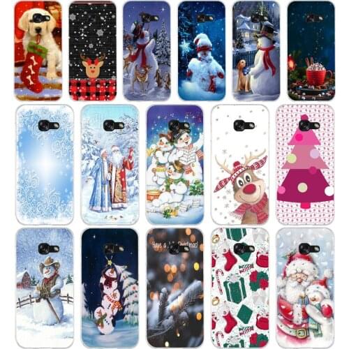112AA Christmas Snowman Soft Silicone Tpu Cover phone Case for Samsung A3 A5 A7 A8 2016 2017 2018 A50