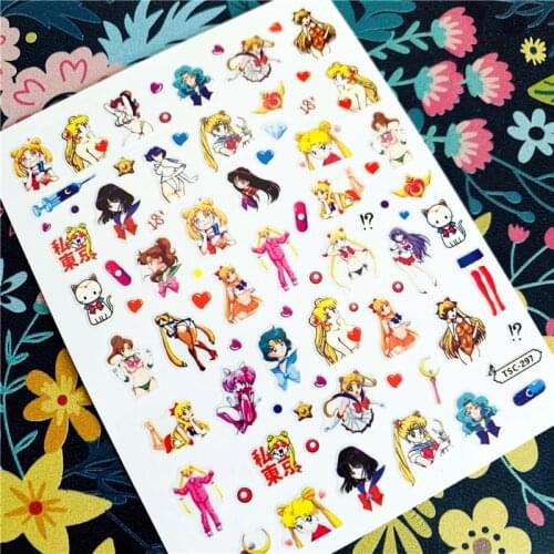 Newest TSC series TSC-297-300 beautiful girl 3d nail art stickers decal template diy nail tool decoration