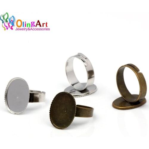 OlingArt 6pcs/Lot Inside Diameter 13*18mm pad Adjustable Ring Base Ring Blanks Ring care Jewelry Findings Accessories Components