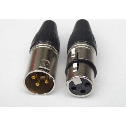 Wholesale 60 pcs/lot 3-Pole Female/Male Cannon XLR Connector Plug for Microphone Cannon Connector with 3 pin gold plated