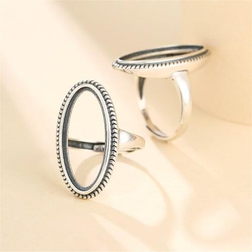 Ring Setting for 11x24mm Oval Cabochons Ring Blank Thai Sterling Silver Adjustable Ring Base SR0047