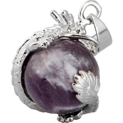 TUMBEELLUWA 1Lot (5Pc) Healing Chakra Crystal Gem stone Ball Dragon Pendant Fit Necklace