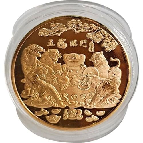 Year of Tiger Commemorative Coin Collection Chinese Zodiac Tiger Year Coins Decoration Crafts