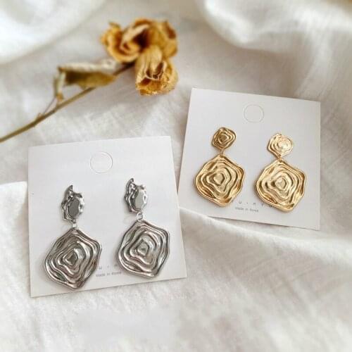 Maintains Color Copper Irregular Square Oval Wave Ear Stud Irregular Square Pendant DIY Earring Material 6 pcs