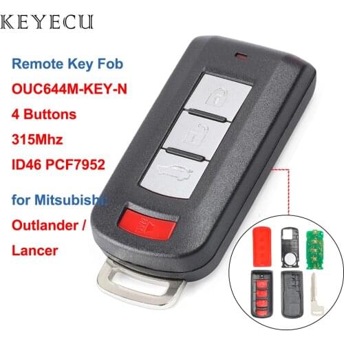 Keyecu 4 Button Remote Car Key for Mitsubishi Mirage Outlander Lancer 2008 2009 2010 2011 2012 2013 2014 2015 2016 OUC644M-KEY-N