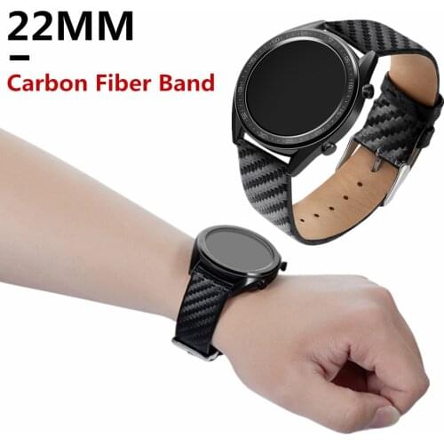 22MM Carbon Fiber Strap for Samsung Galaxy Watch 3 45mm Band 46mm/Gear S3 Men/Women Leather Bracelet for Huawei GT 2 46mm/2 Pro