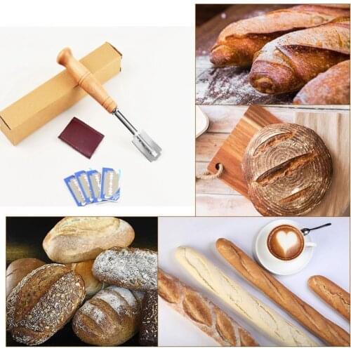 Bread Bakers Cutter Cutting Tool Bread Lame Dough Scoring Blade Tools Making Razor Cutter Curved Knife With Leather Protective
