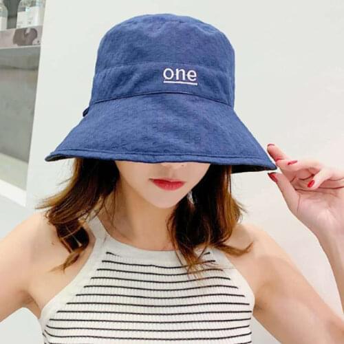 Outdoor Double-sided Cotton Letter Embroidery Fisherman Hat For Woman Fishing Cap Casual Panama Bucket Sunscreen Sun Cap