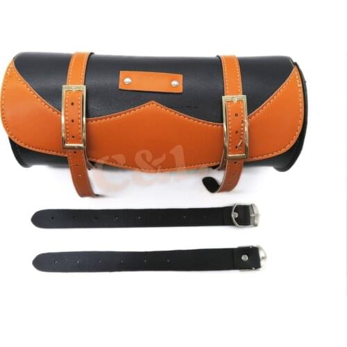 New Motorcycle Scooter SaddleBag Front Rear Tool Bag PU Leather Motorbike Bags Barrel Shaped For Harley