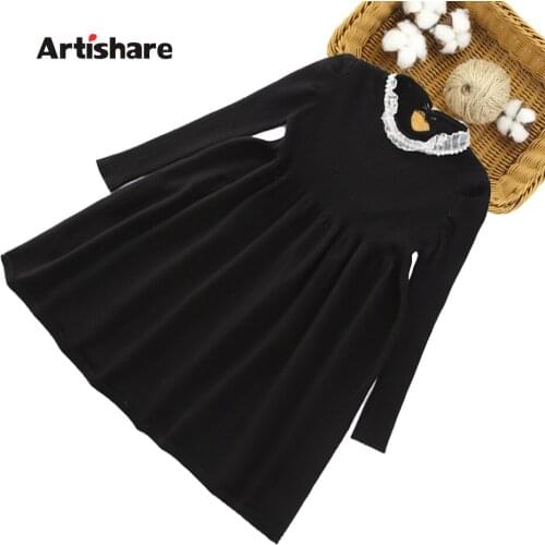 Girl Knitted Dresses Solid Color Girl Sweater Dress Casual Style Children Dress Spring Autumn Kids Costume