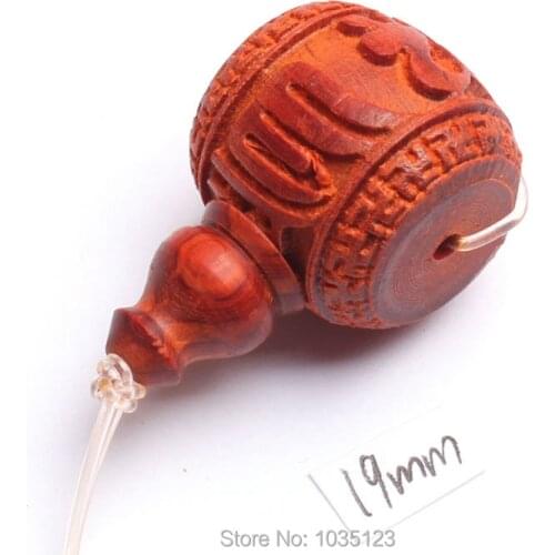 High Quality 19mm Natural Carve Column Shape Deep Red Wood Tibet Guru DIY Gems Loose Beads 1Set w3464