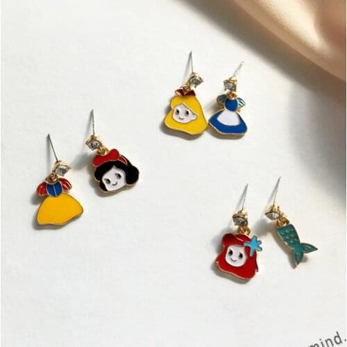 WEISHUOLI Fantasy fairy tale princess girly sense Alice Snow White mermaid earrings