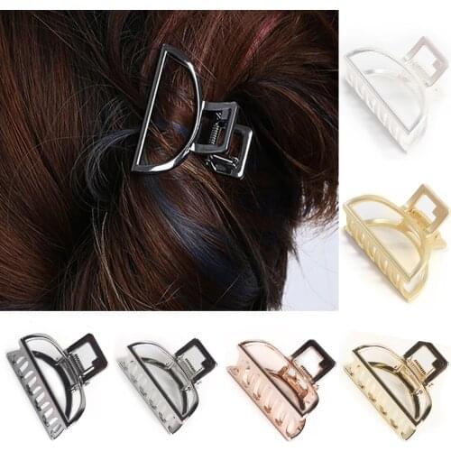 Women Geometric Hair Claw Solid Hair Crab Retro Moon Shape Pearl Hair Clips Make UP Large Size Hairpin Girls Hair Accessories