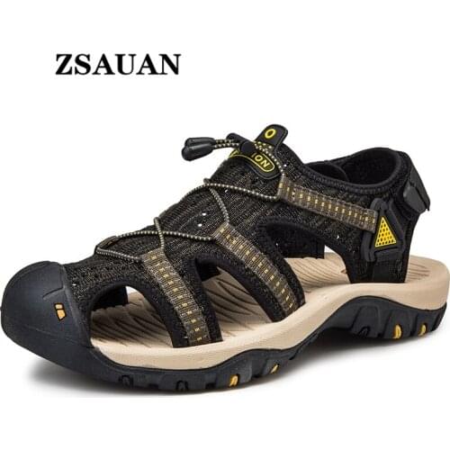 ZSAUAN Stretch Fabric Sandals Men Summer Casual Beach Holiday Shoe Soft Adjustable Sandals Men Footwear Plus Size 38-47 Red