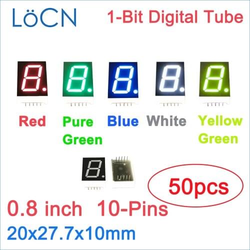 0.8 inch RED 1 Bit 0.8" digital tube LED Display GREEN BLUE WHITE 8016AS 8011AH Nixie tube Common cathode anode high bright