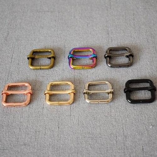 10 pcs/pack Metal Thickness Shoulder Leather Bag Strap Belt Web Rectangle of 7 different colors Slider Adjustable Buckle
