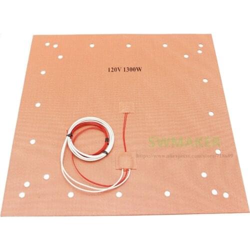 110V/220V 20" X 20" 508 X 508mm Silicone Heater 1300W for CR-10 S5 3D Printer Heatbed Build Plate Heating Pad 24 holes
