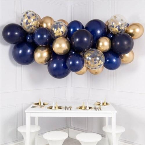 31pcs DIY Balloons Garland Navy Blue Chrome Gold Metal gold confetti Balloon Garland Wedding Engagement Birthday Decortion