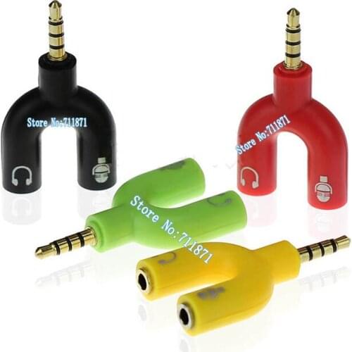 4 Pole 3.5mm Male to double 2 Female Audio Adapter Laptop Mobile Phone connect Microphone Headset 3.5 Male female connector