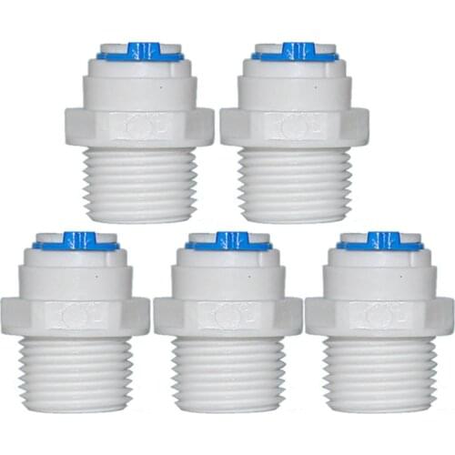5 PCS 1/2" External threaded to 3/8" Quick connect Fittings water purifier accessories fast joint Straight(I-type) Male thread