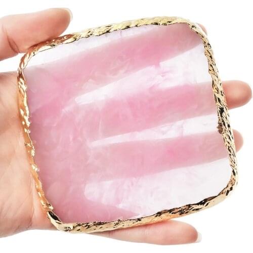 6Pcs Nail Art Round Natural Resin Stone Color Palette Acrylic Gel Polish Holder Drawing Paint Dish Glue Display Manicure Tool