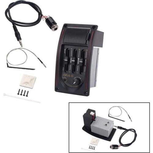 Acoustic Folk Guitar 3 Band Preamp EQ Equalizer Preamp Piezo Pickup Guitar Preamplifier with Volume Bass Middle Treble Control