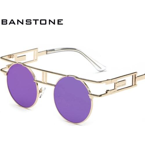 BANSTONE Fashion Metal Frame Steampunk Sunglasses Women Brand Designer Unique Men Gothic Sun glasses Vintage Oculos De Sol