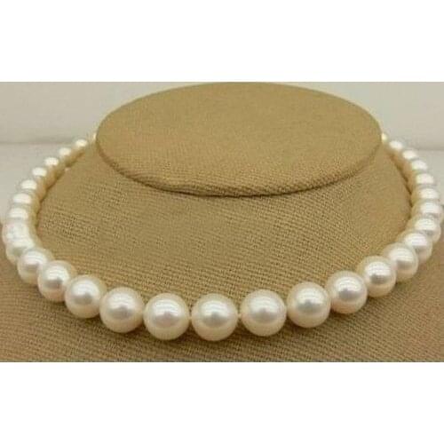 Free shipping NATURAL GORGEOUS HOT + 9-10MM SOUTH SEA WHITE PEARL NECKLACE