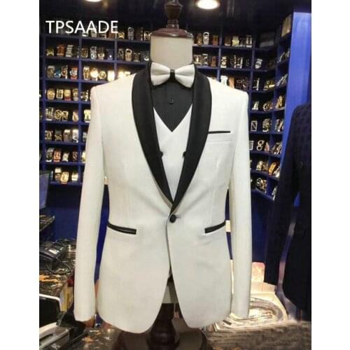 Beige Wedding Suits For Men Single breasted Shawl lapel 3 Pieces (Jacket+Vest+Pants) Slim Fit Formal Wedding Groom Prom Tuxedos