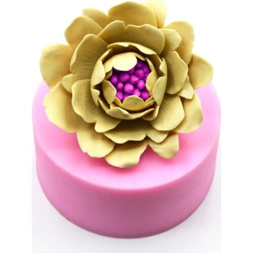 Big Peony Shape Chocolate Candy Cookies Tools Fondant Cake Decoration Silicone Mold Flower Handmade Soap Silicone Mould K328