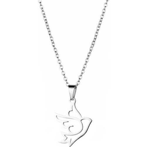 Stainless Steel Hollow Lucky Flying peace dove bird swallow Pendant Chain Necklace Love Woman Mother Girl Gift Wedding Jewelry