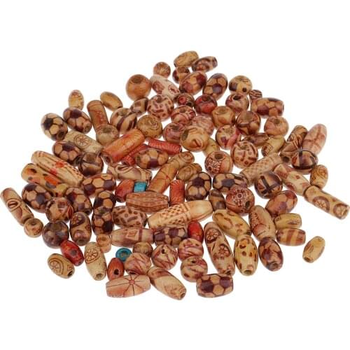 100pcs Wooden Boho Mixed Large Hole European Bead for Crafts Jewelry Making