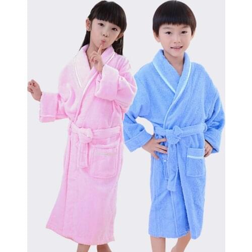 Children Bathrobe Kids Towel Fleece Boys Girls Cotton Lovely Robes Dressing Gown Kids Homewear Sleepwear with Belts winter