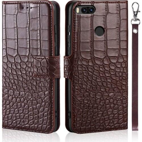 Flip Phone Case for Xiaomi Mi A1 Cover Mi 5X Original Crocodile Texture Leather Book Design Luxury Coque Wallet Capa Strap