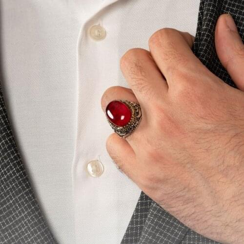 Guaranteed High-quality 925 Sterling Silver AGATE STONE ring Jewelry Made in Turkey in a luxurious way for men with gift