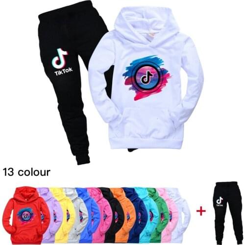 Childrens Clothing Sets Long-Sleeved Suit Boys And Girls Sweatshirts Casual Hooded Suit 2 Piece Kids Sports Suit Size: 2-16Y