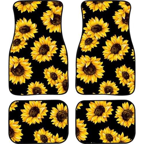 Customized floor mats sunflower printed car floor mats hyundai kona car accessories car floor mats tapetes para carro