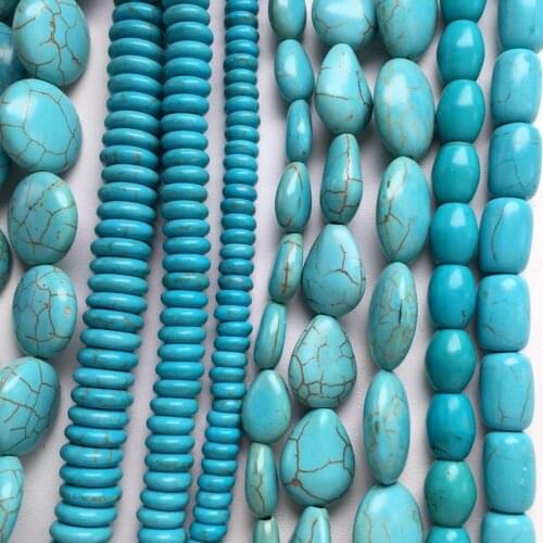 Round septum teardrop oval Horizontal hole pendant Natural Turquoises Loose Seed Beads For bracelet necklace Jewelry Making DIY
