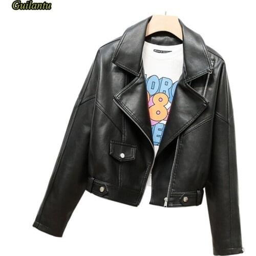Guilantu Womens Moto Biker Zipper Jacket Women Oversize Short Coat Female Spring Autumn Motorcycle Bomber Jacket Outerwear
