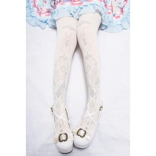 Lolita gilded pantyhose multicolor velvet printed stockings cute fashion multicolor