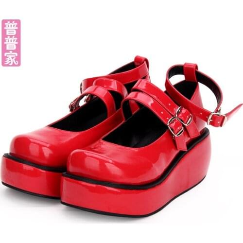 Princess sweet lolita shoes Sweet soft sister shoes Lovely Japanese fashion students round head thick muffin Lolita shoes pu9633