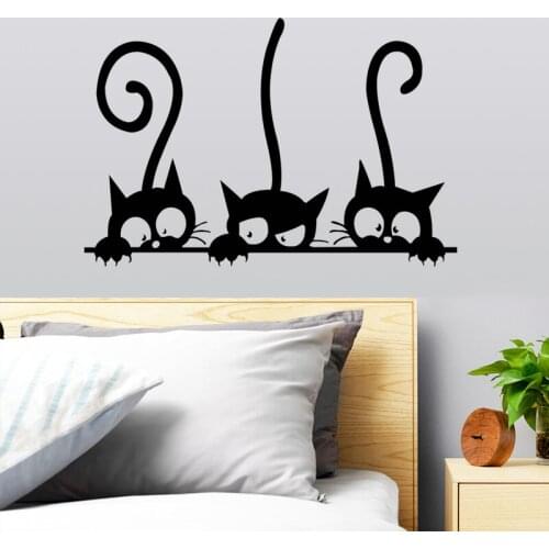 Lovely Wall Stickers Three Black Cat DIY Wall Stickers Animal Room Decoration Personality Vinyl Wall Decals Waterproof Sticker