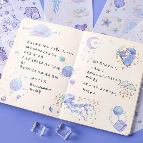 Cute Fantasy Starry Sky Cartoon Girl Series Stickers Creative Photo Album Stationery Hand Account DIY Decoration Stickers